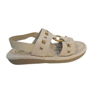 Vtg Y2K Earth Spirit Gelron 2000 Leather Comfort Sandals Sz 11 Slingback Beaded